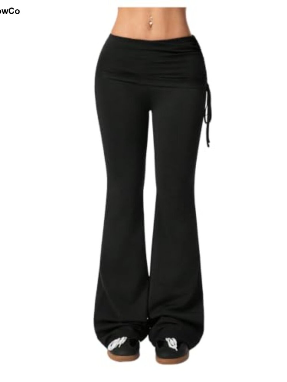 Foldover Skirt Pants Leggings for Curvy Women Low Rise Flare Yoga Trousers